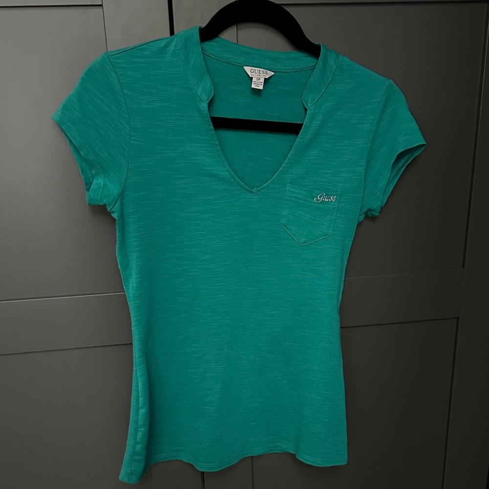 Guess Women's Teal Short Sleeve Tee